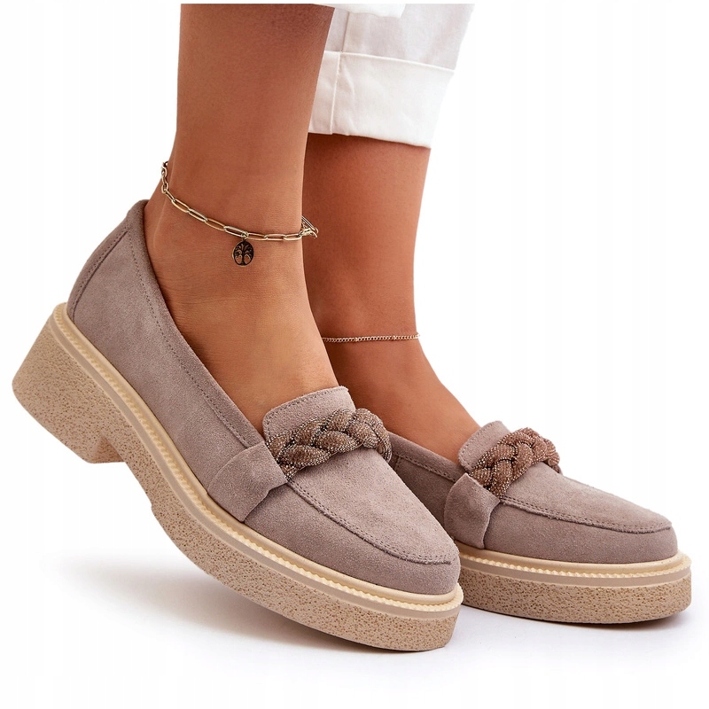 Zazoo 3429/W Dámské Semišové Mokasíny S Zirkony Cappuccino 37