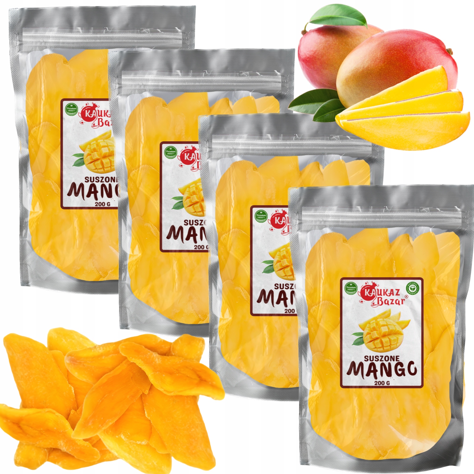 Mango Suszone Bez Cukru 2 kg (4x500) Naturalne Wietnam Kaukaz Bazar