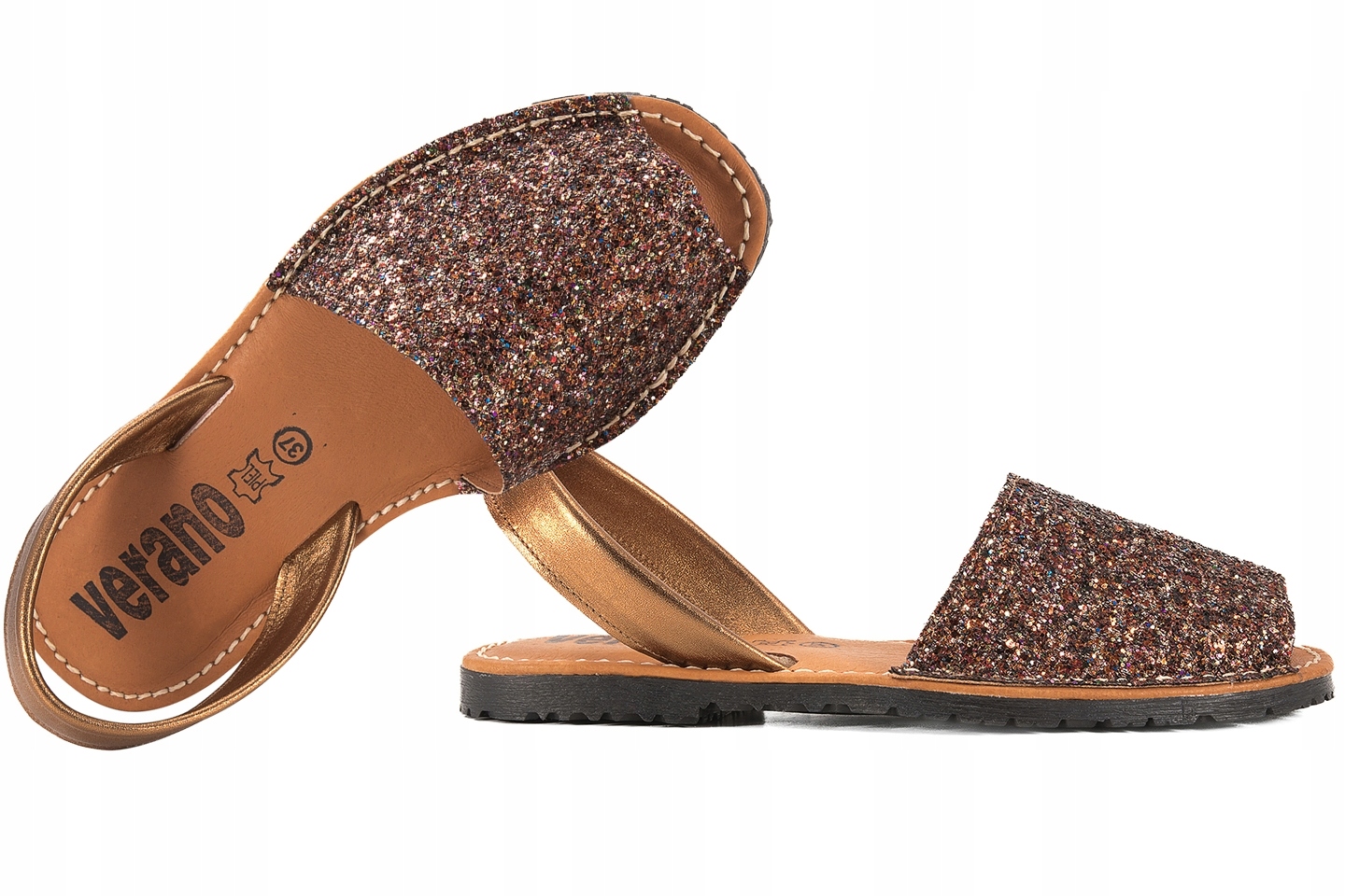 Verano 2275 Dámské Sandály Španělské Kůže/brokát hnědá multi 41 Hnědá