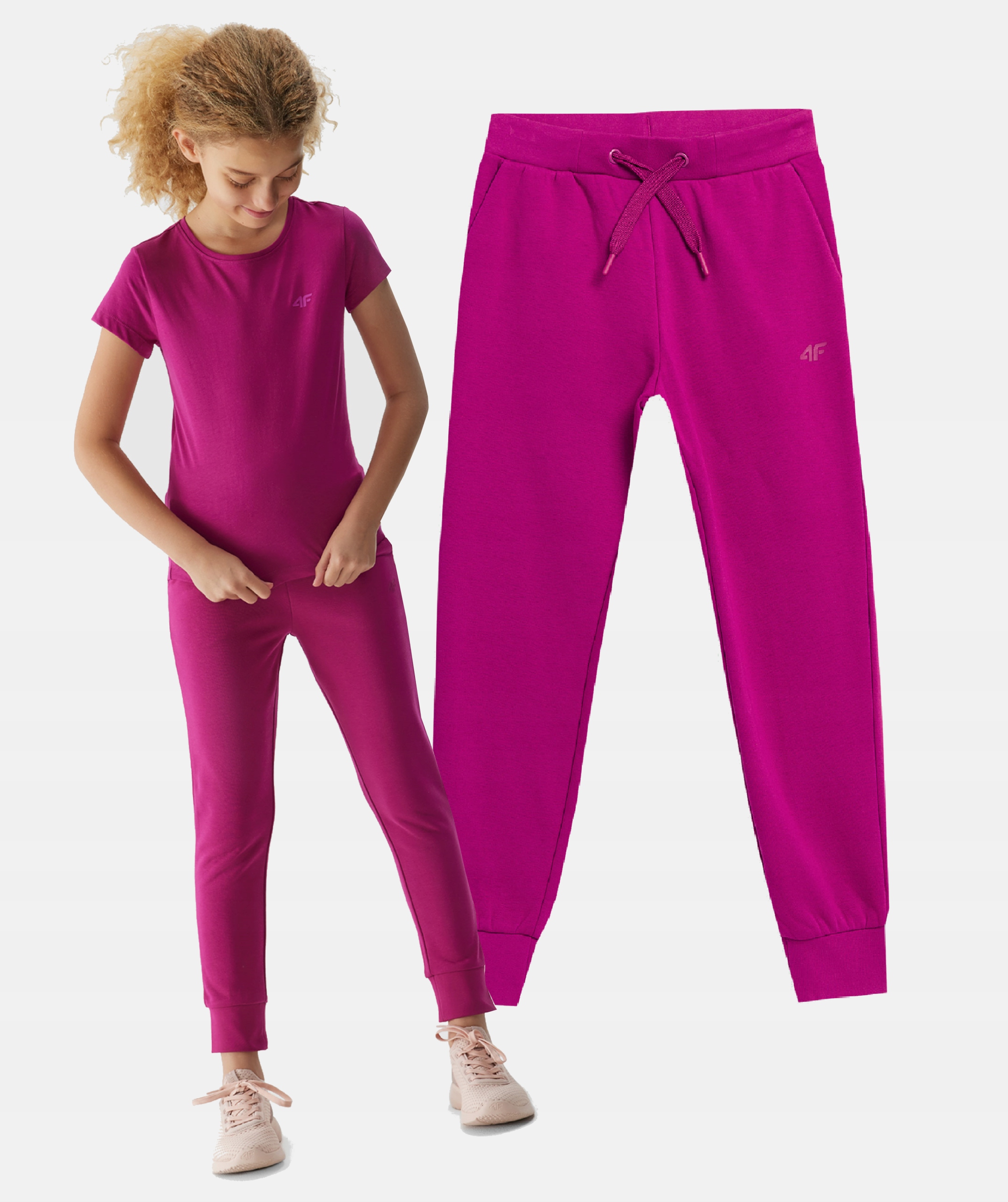 4F SPODNIE DRESOWE JOGGERY DZIEWCZĘCE SPORTOWE DZIECIĘCE