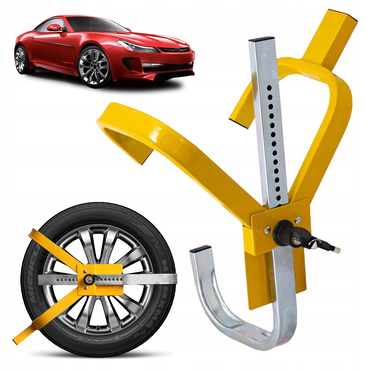 Zámek Na Kolo Pro Osobní Dodávkové Automobily Pneumatiky Žlutý