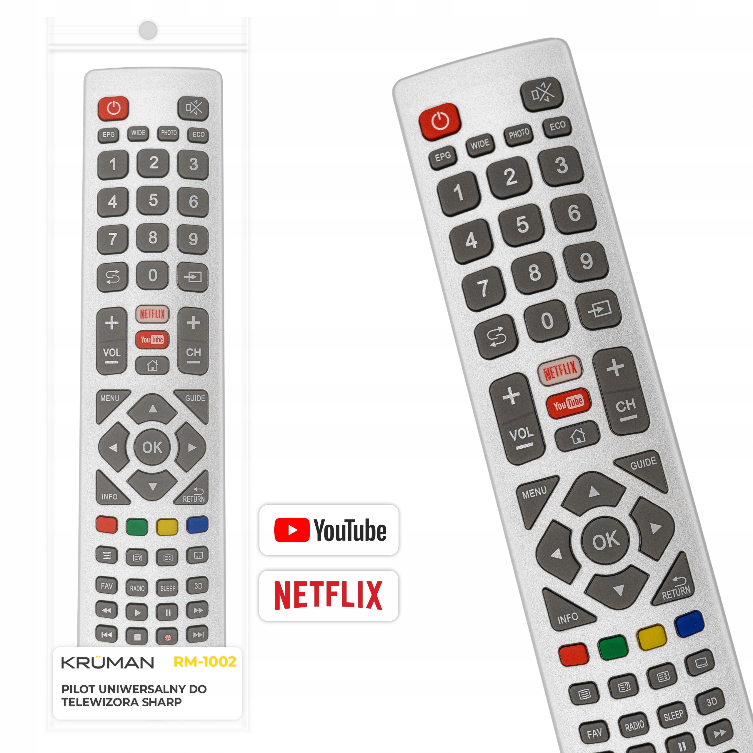 PILOT DO TELEWIZORA SHARP YOUTUBE NETFLIX KRUMAN