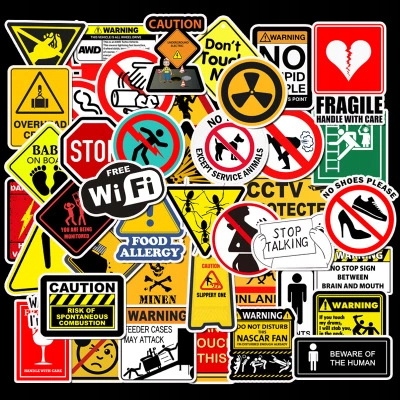 

Wlepy Śmieszne naklejki Sticker bomb MIX Zakaz 50