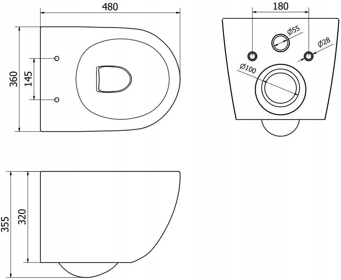 MEXEN LENA MISKA WC CZARNA MAT RIMLESS DESKA SLIM Poziom odpływu poziomy