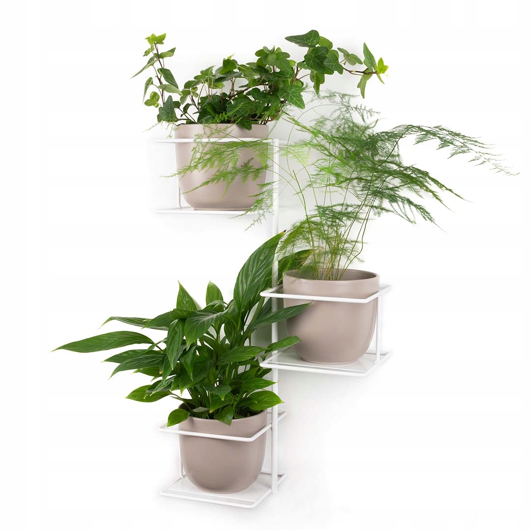 Držiak Na Kvetináč Džungľa 2 nástenný závesný trojitý biely polička na kvety a rastliny