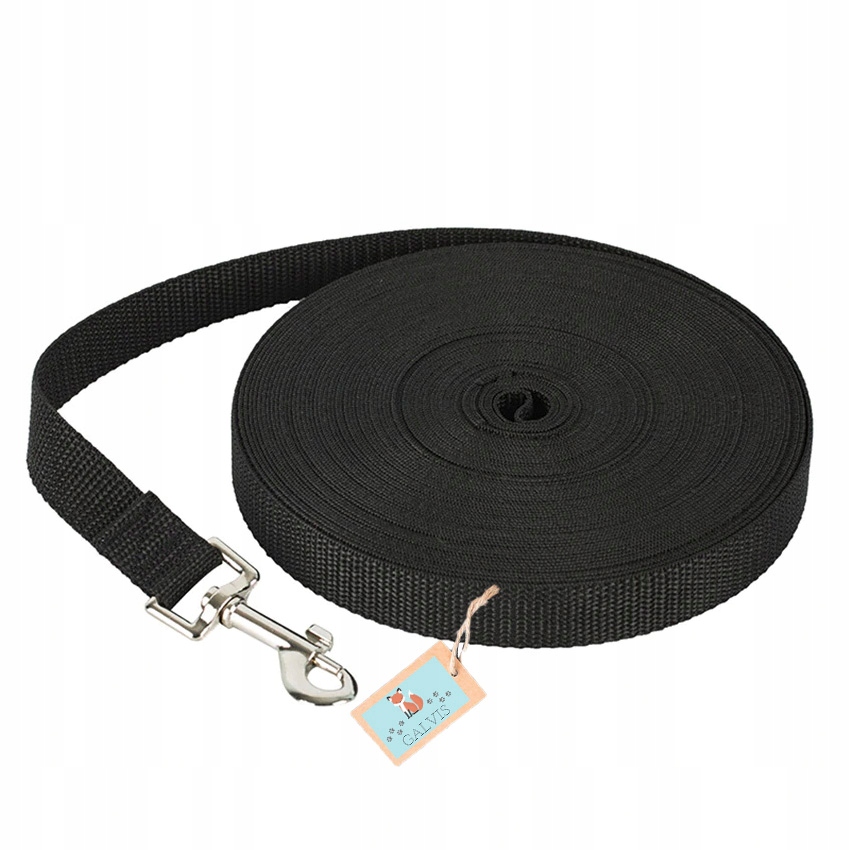 Levně Odolné tréninkové vodítko pro velkého psa Černé 2,5 cm 50 metrů