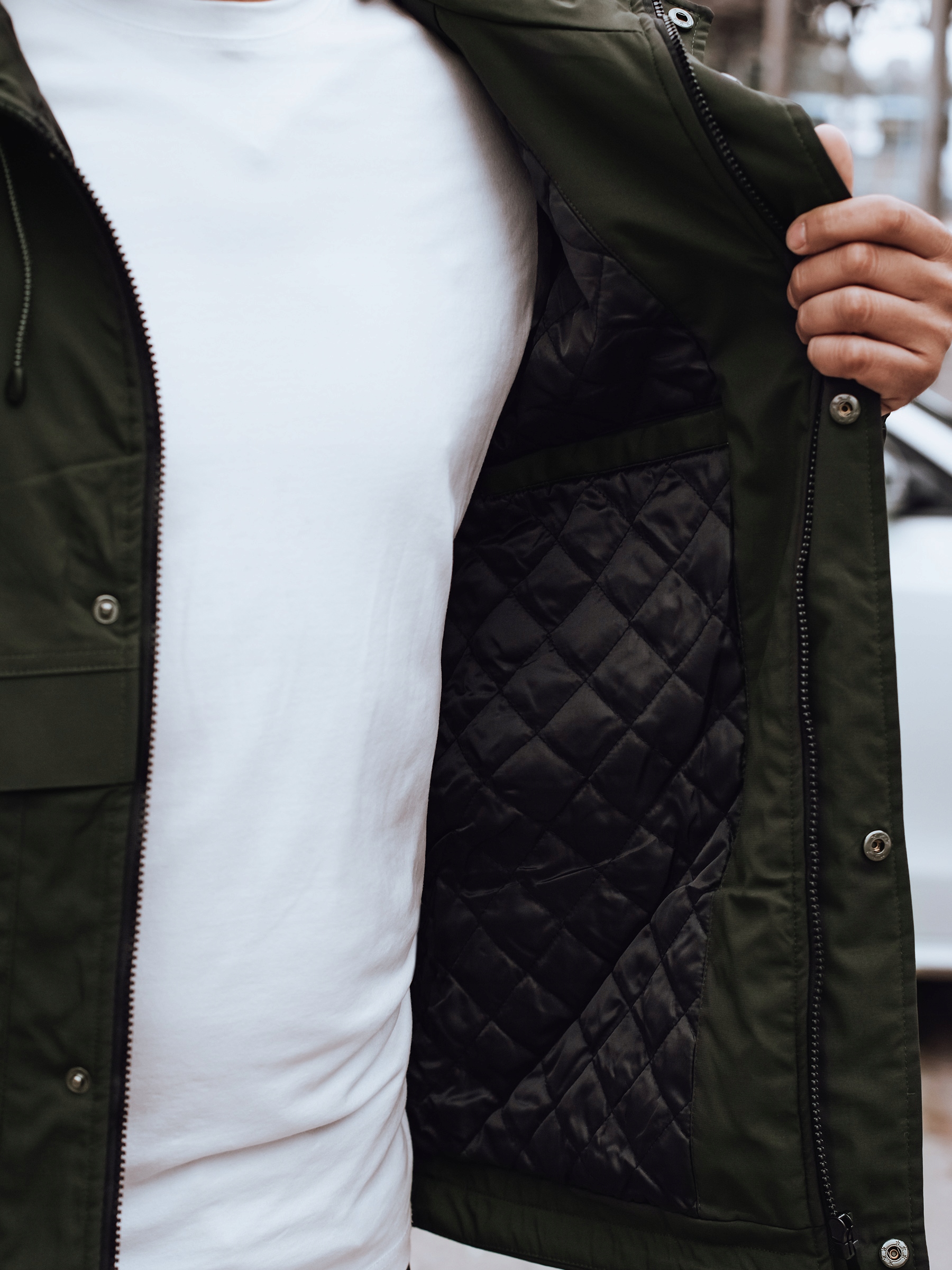 KURTKA MĘSKA PRZEJŚCIOWA Z KAPTUREM ZIELONA tx4884 - 3XL Kolor zielony