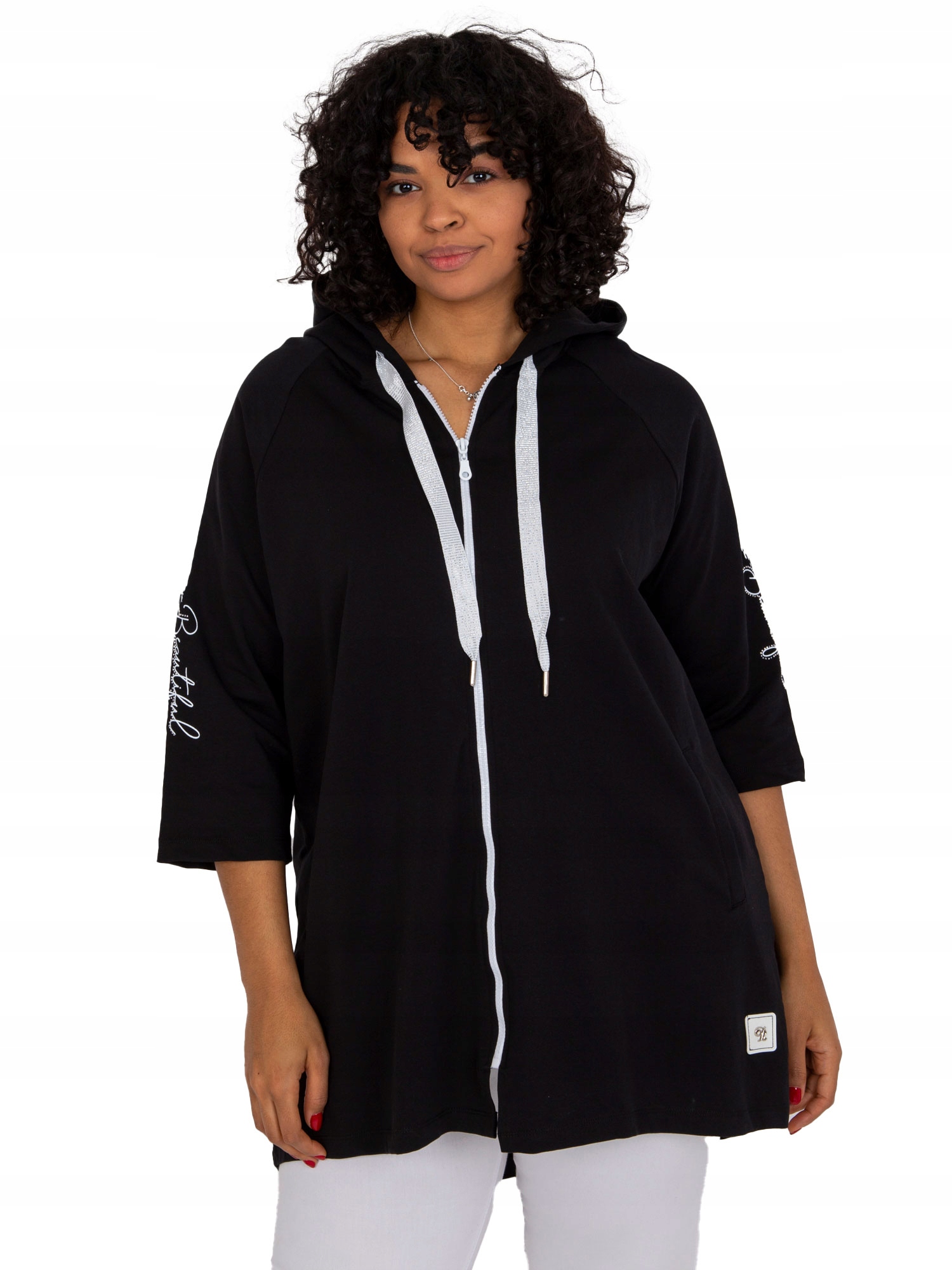 

Długa Bluza Damska Dresowa Plus Size z kapturem