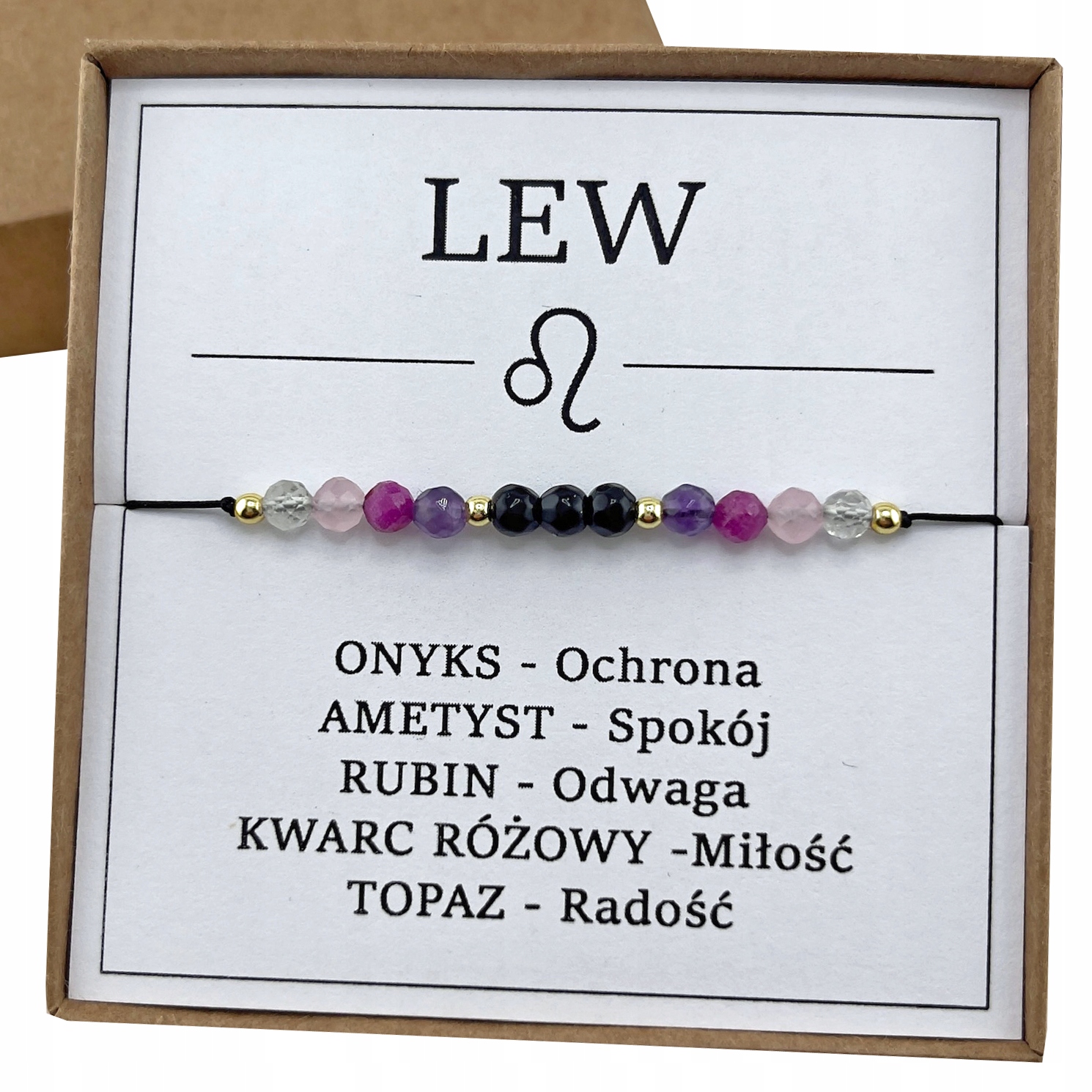 Zodiakalna Bransoletka dla Lwa z Onyksem Lew
