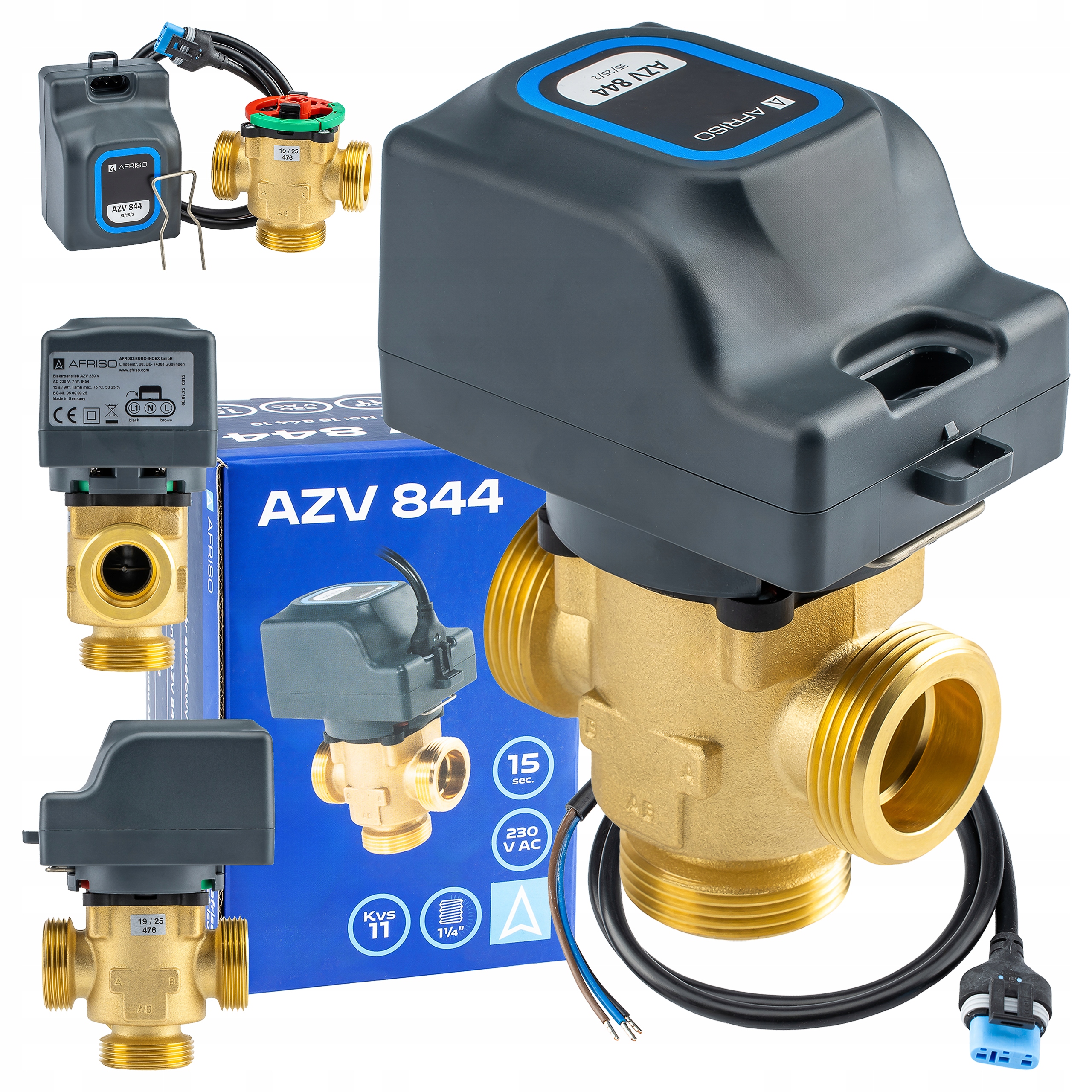 Zawór 3-DROGOWY Strefowy Przełączeniowy 11/4" Cala Azv 844 DN25 Kvs 11 m³/h