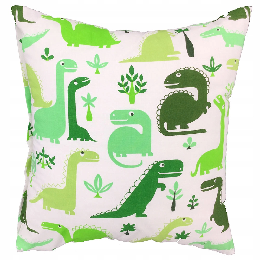 

Poszewka 70x80 biała Dinozaury zielone oliwkowe