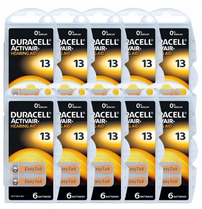 

60x Baterie Duracell Do Aparatów Słuchowych 13