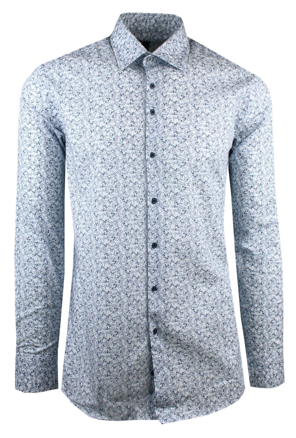 Pánská vypasovaná košile Victorio modrá, pravidelný vzor 42/176-182