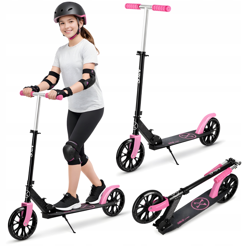 Hulajnoga Składana Miejska Regulowana Młodzieżowa Koła Kauczukowe 200 mm