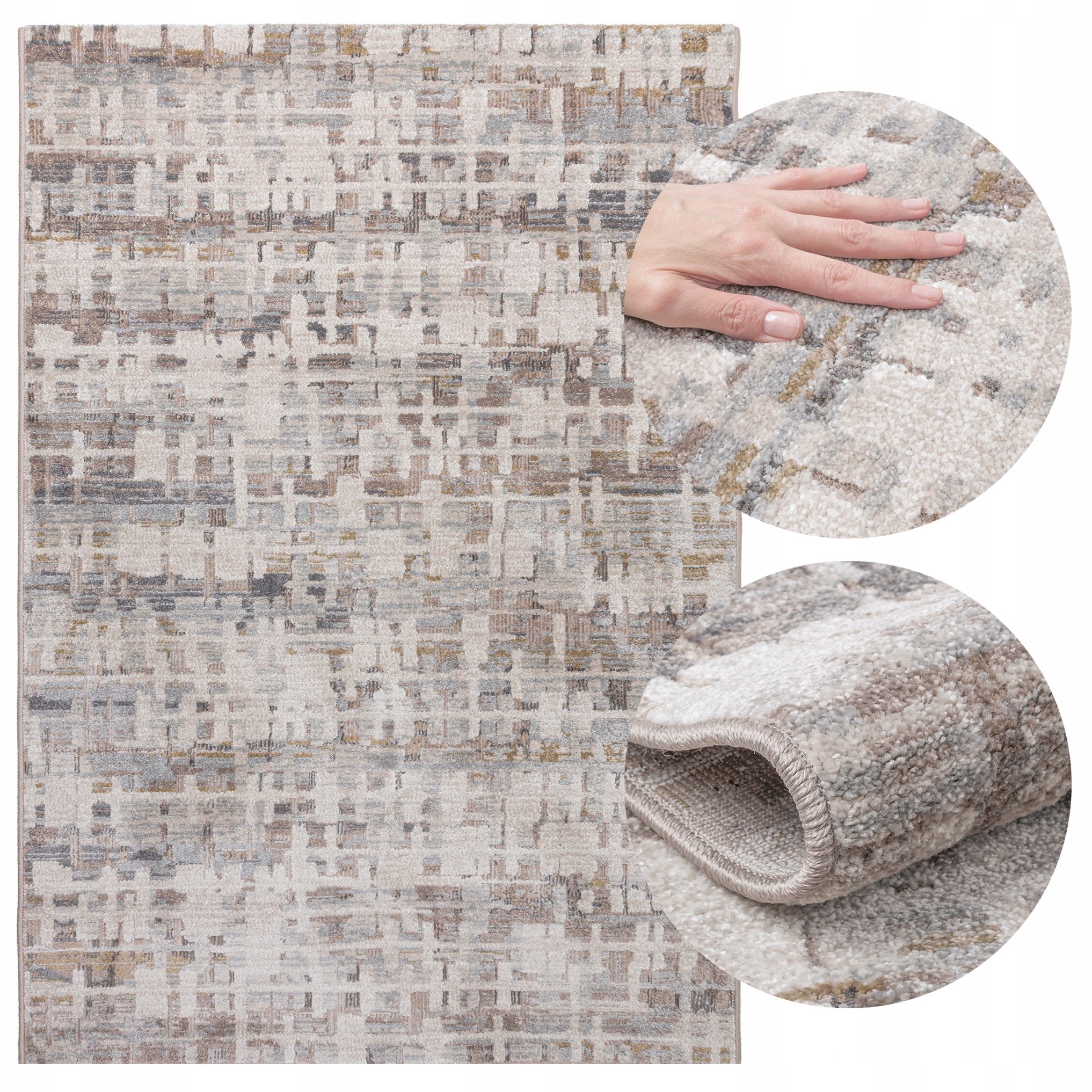 Koberec do obýváku 120x170 cm Měkký Moderní Béžový S patinou Módní Premium