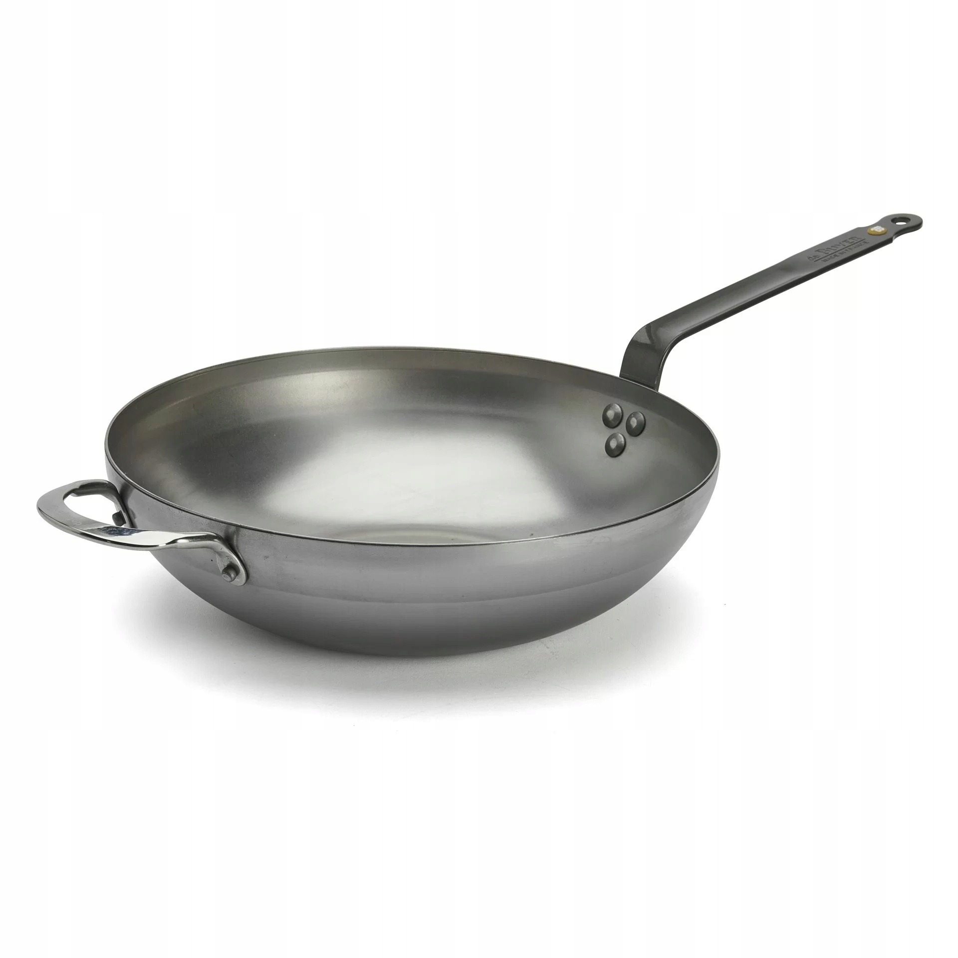 Oceľový wok 32 cm na indukciu vyprážania bez povrchovej úpravy Mineral B de Buyer