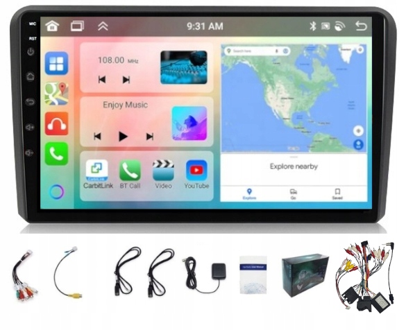 Rádio Navigácia Gps Android Audi A3 8P 2003-2012 Carplay Wifi Usb 4GB 64GB