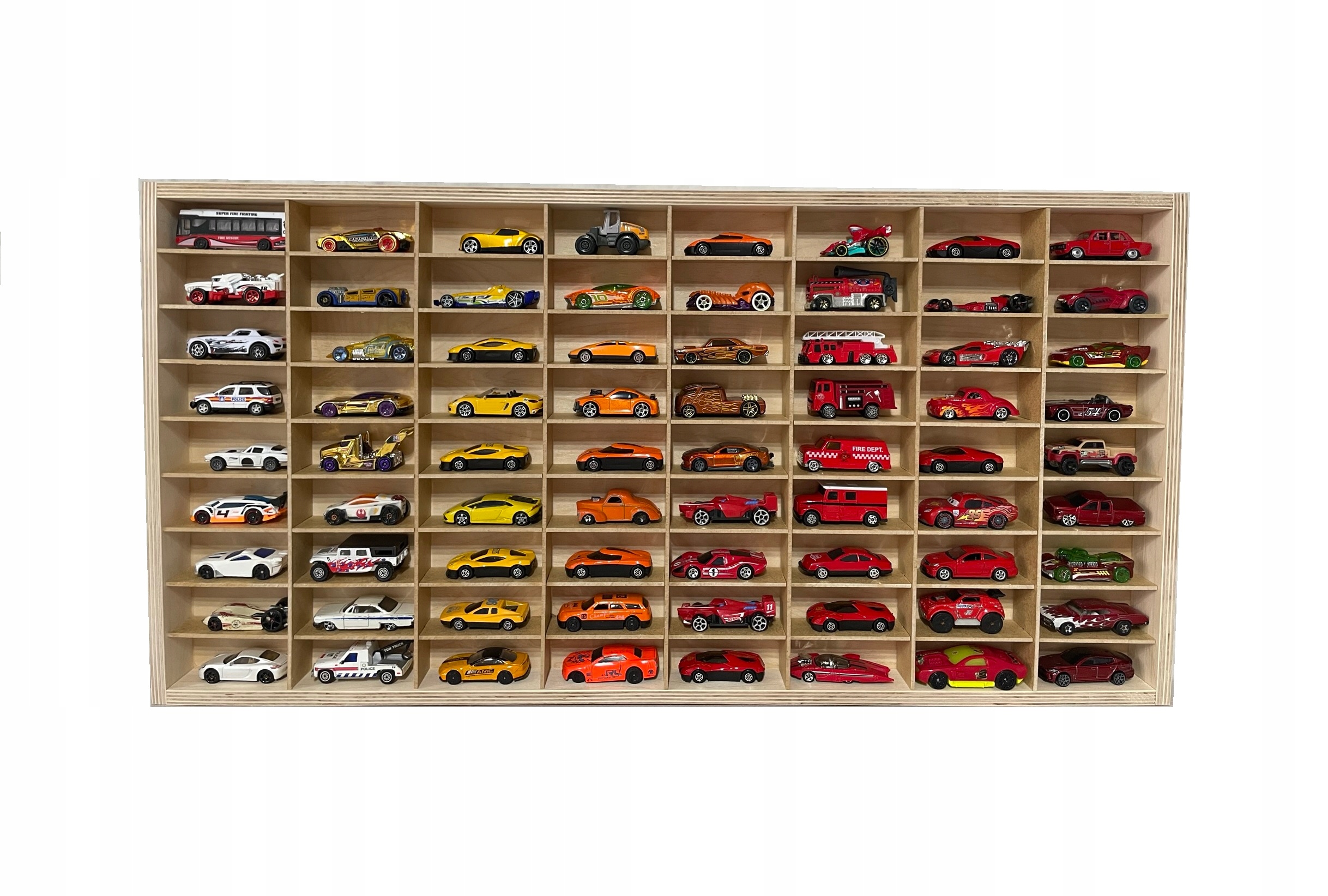 

72 autka Półka drewno regał resoraki Hot Wheels
