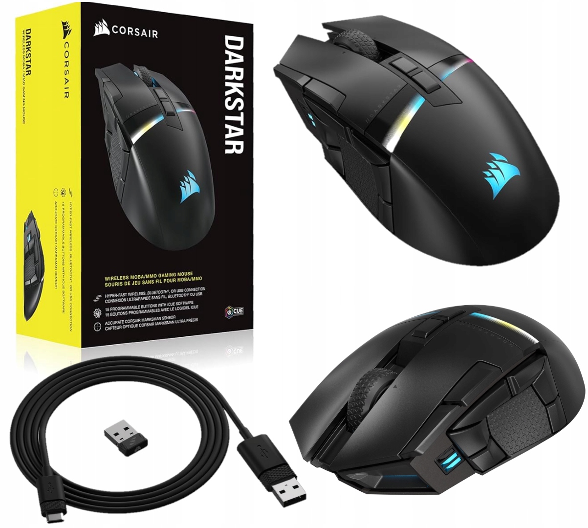 Bezdrátová Herní Myš Corsair Darkstar Wireless Mmo Rgb 26000dpi