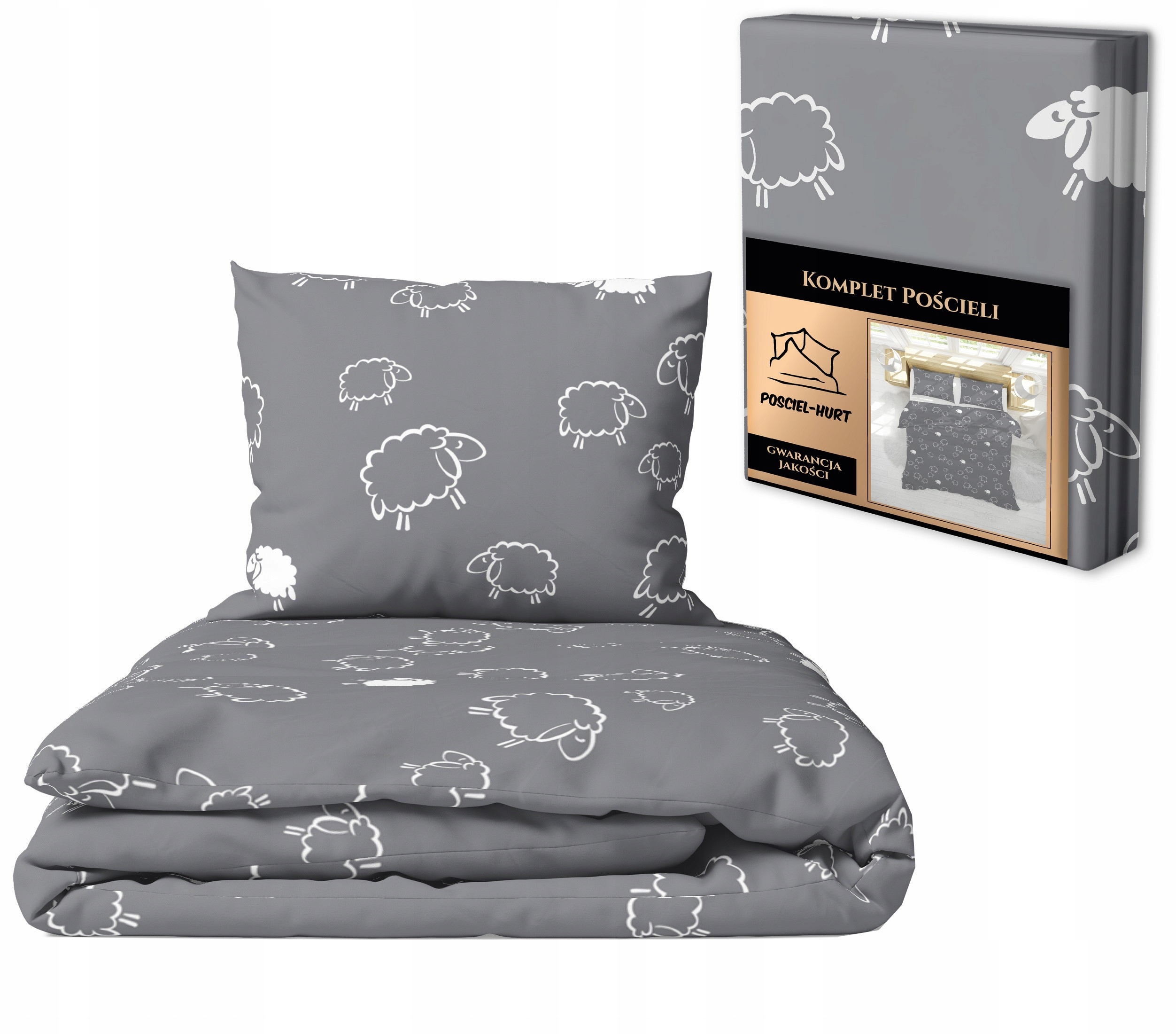 Sada Povlečení 160x200 2x70x80, 100% Bavlna, 140 g/m2, vzor: Beránci