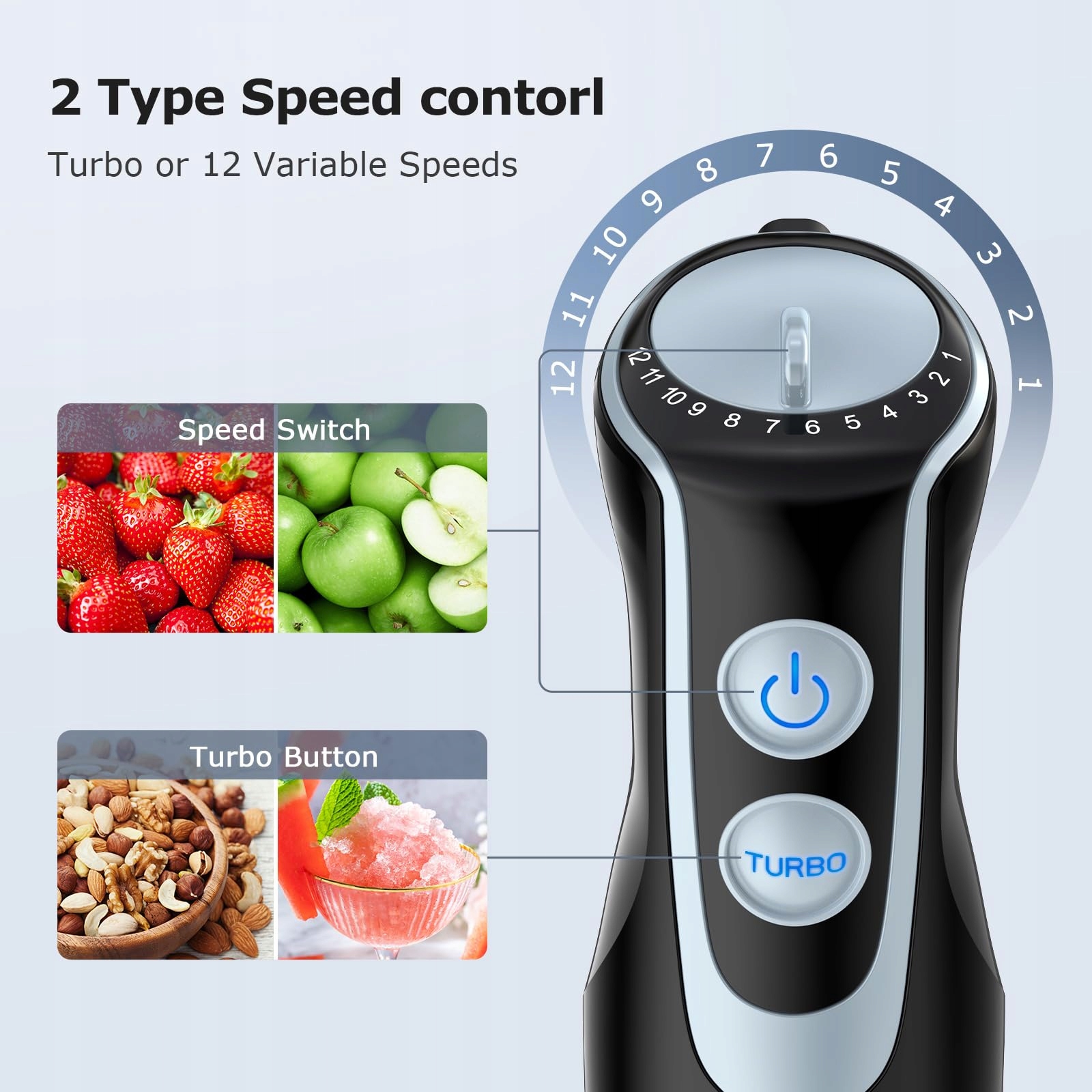 FRESKO Blender Ręczny 4w1 1000W Stalowy Zestaw Do Zup Smoothie — miniatura 6