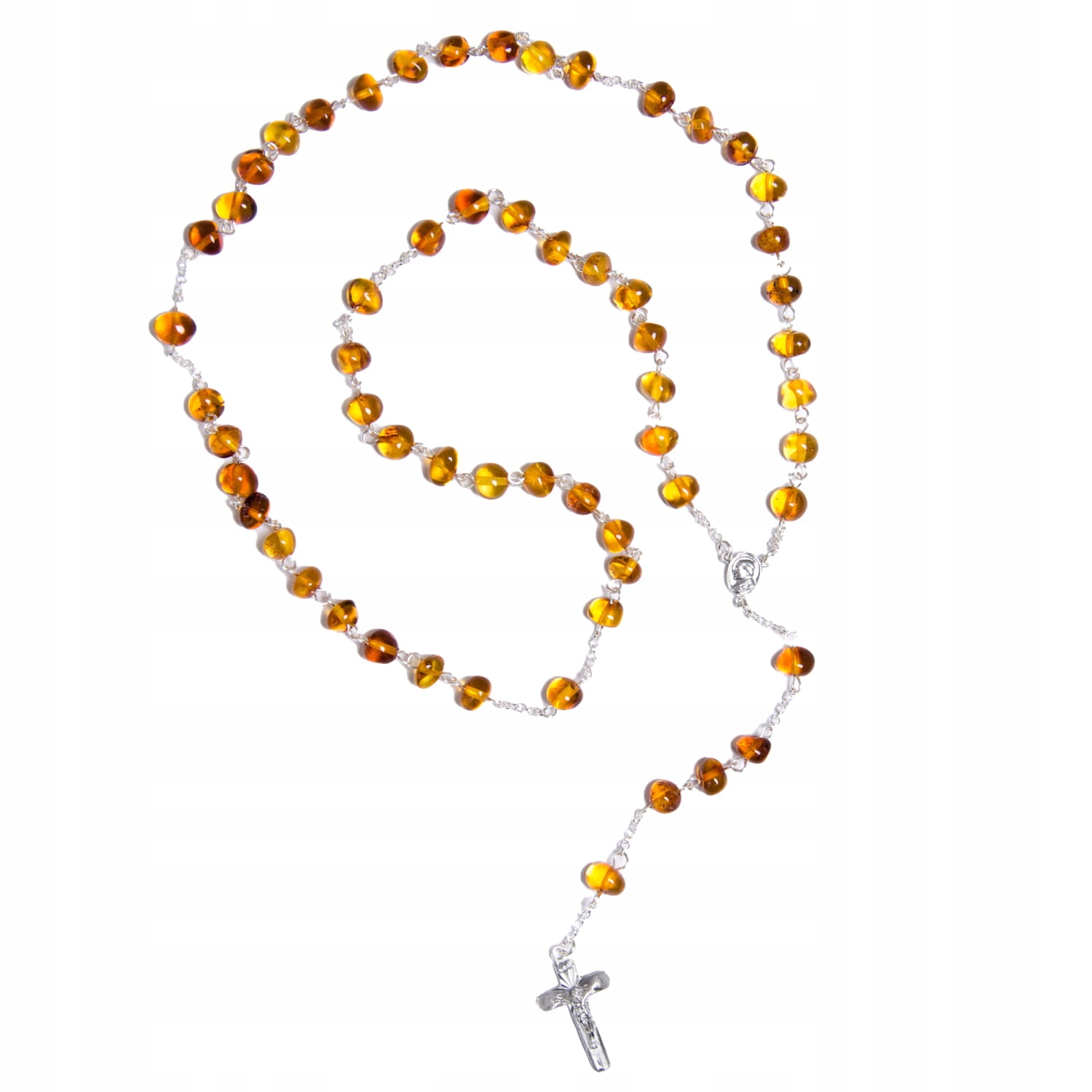 Růženec R59 z přírodního jantaru stříbro 925