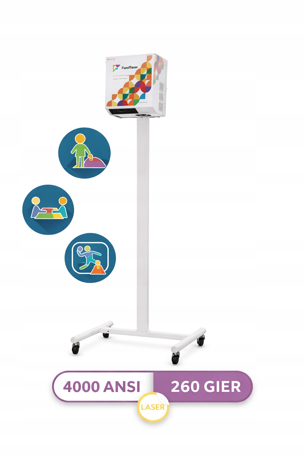 Interaktívna Podlaha Funfloor Mobilná Premium 3v1 260 Hier Mobilný Statív