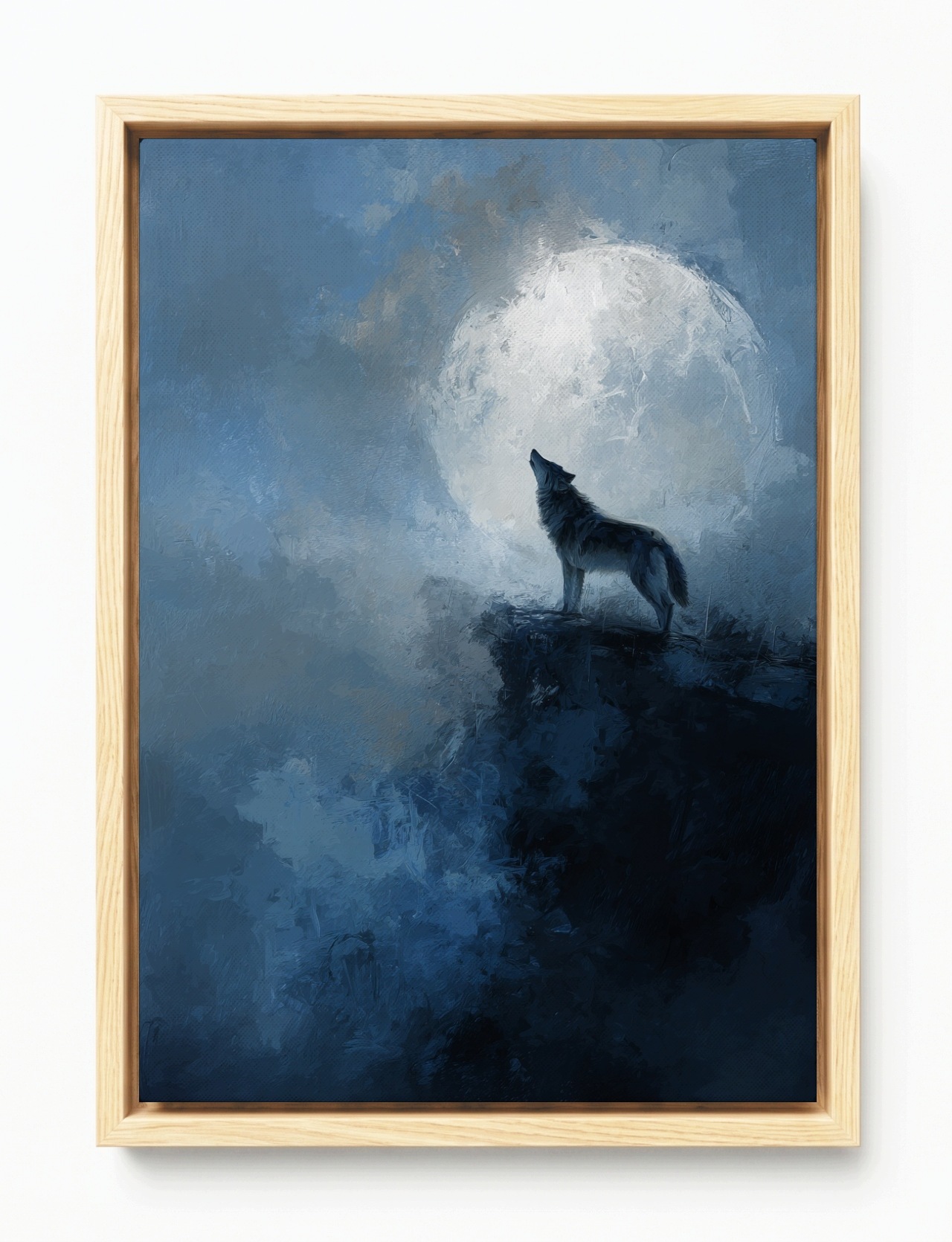 Obraz Rám Americký Box Noc Temnota Měsíc Vlk Divočina Mysticismus 80x120