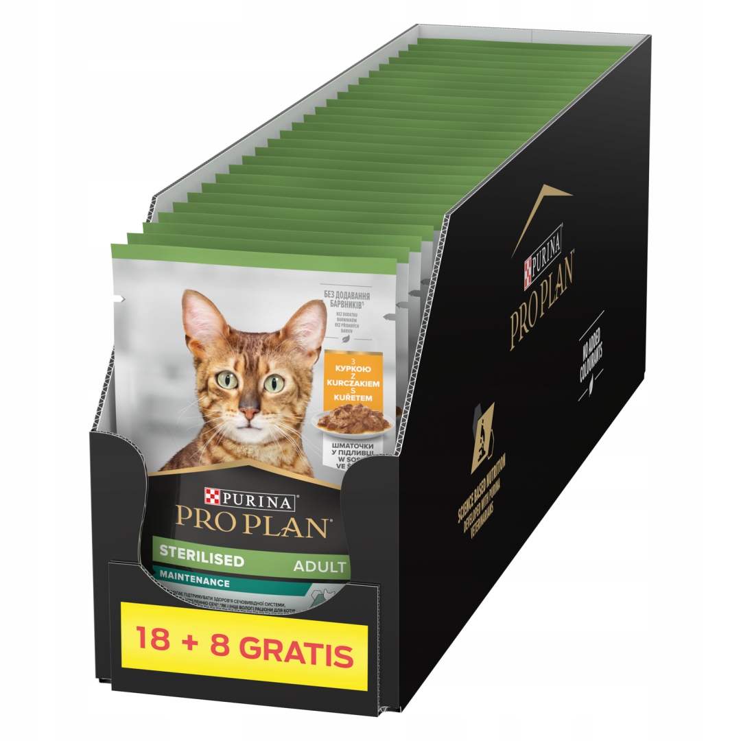 Purina Pro Plan Sterilised 26x85g (18+8 Karma Kota Kurczak w Sosie