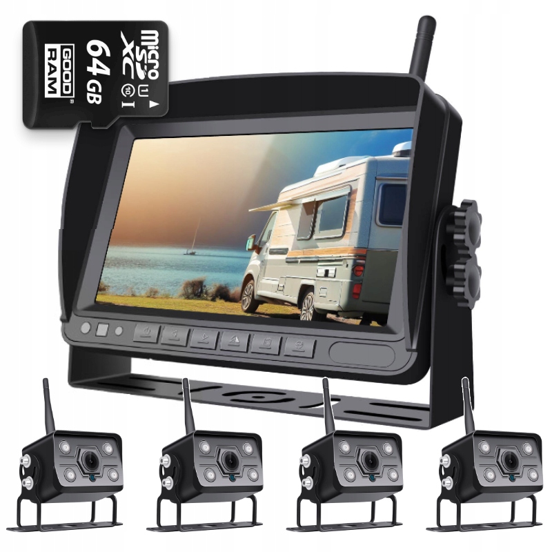 Bezdrôtový Cúvací Set Ips Pre 4 Kamery Fhd 64 Gb
