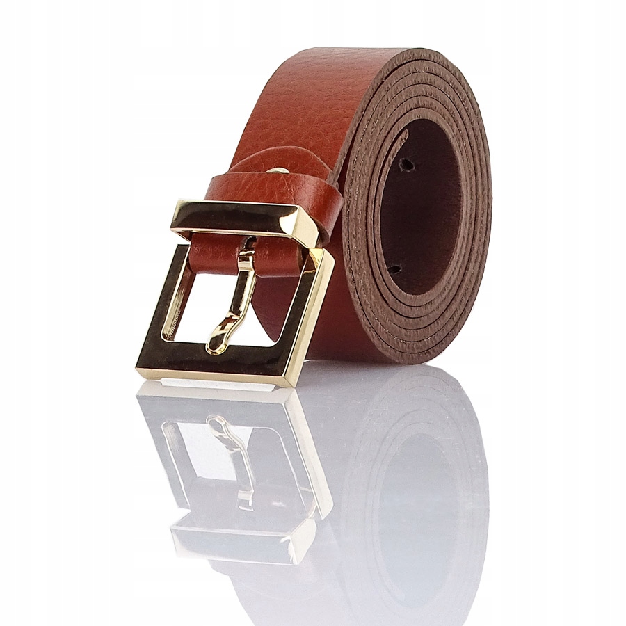 

Pasek Damski Gracio Brązowy Skórzany Klamra Złota