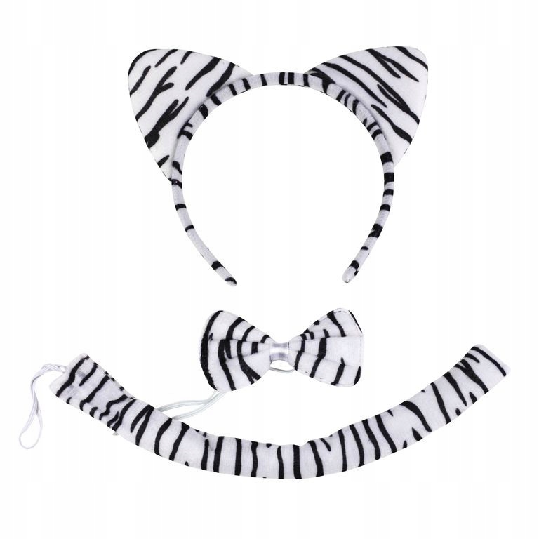 

Zestaw Opaska Ogon Muszka Strój Zebra Panieński