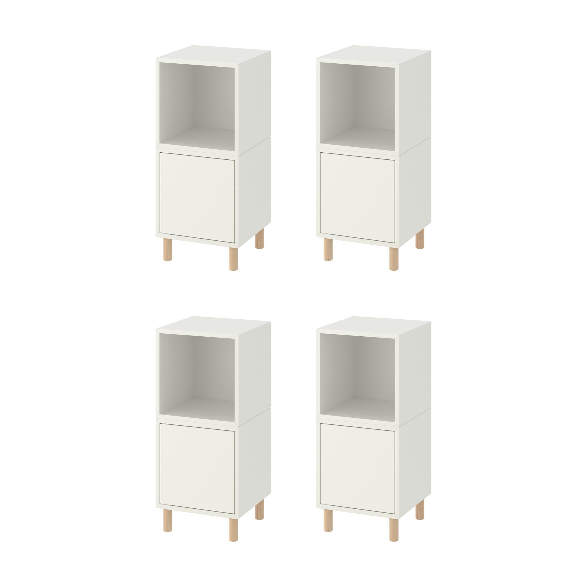 4 szt. Eket Kombinacja szafek z nóżkami biały drewno 35x35 cm