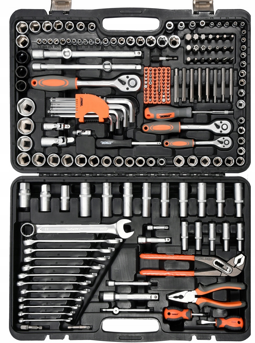 ZESTAW NARZĘDZI WALIZKA NASADKI BITY 1/2 1/4 3/8 225EL STHOR 58693 Liczba elementów w zestawie 225