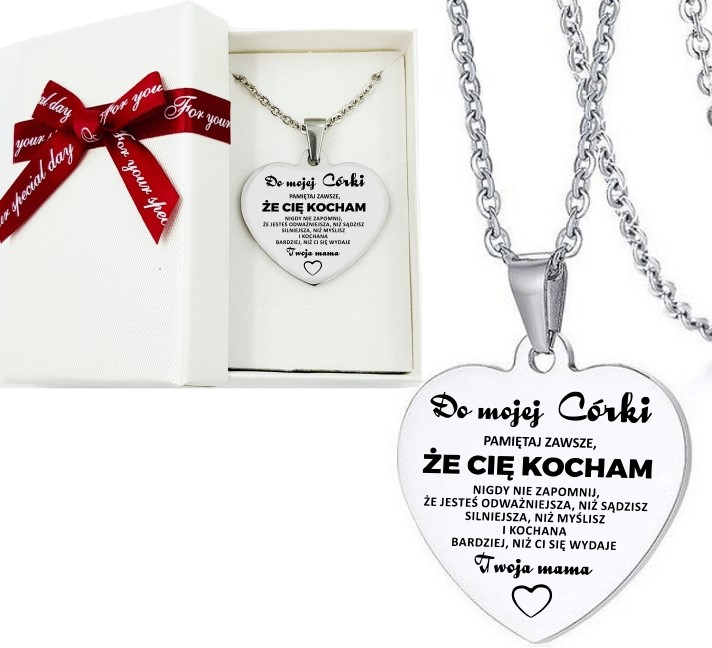 

Zawieszka Naszyjnik Serce Z Grawerem Dla Córki