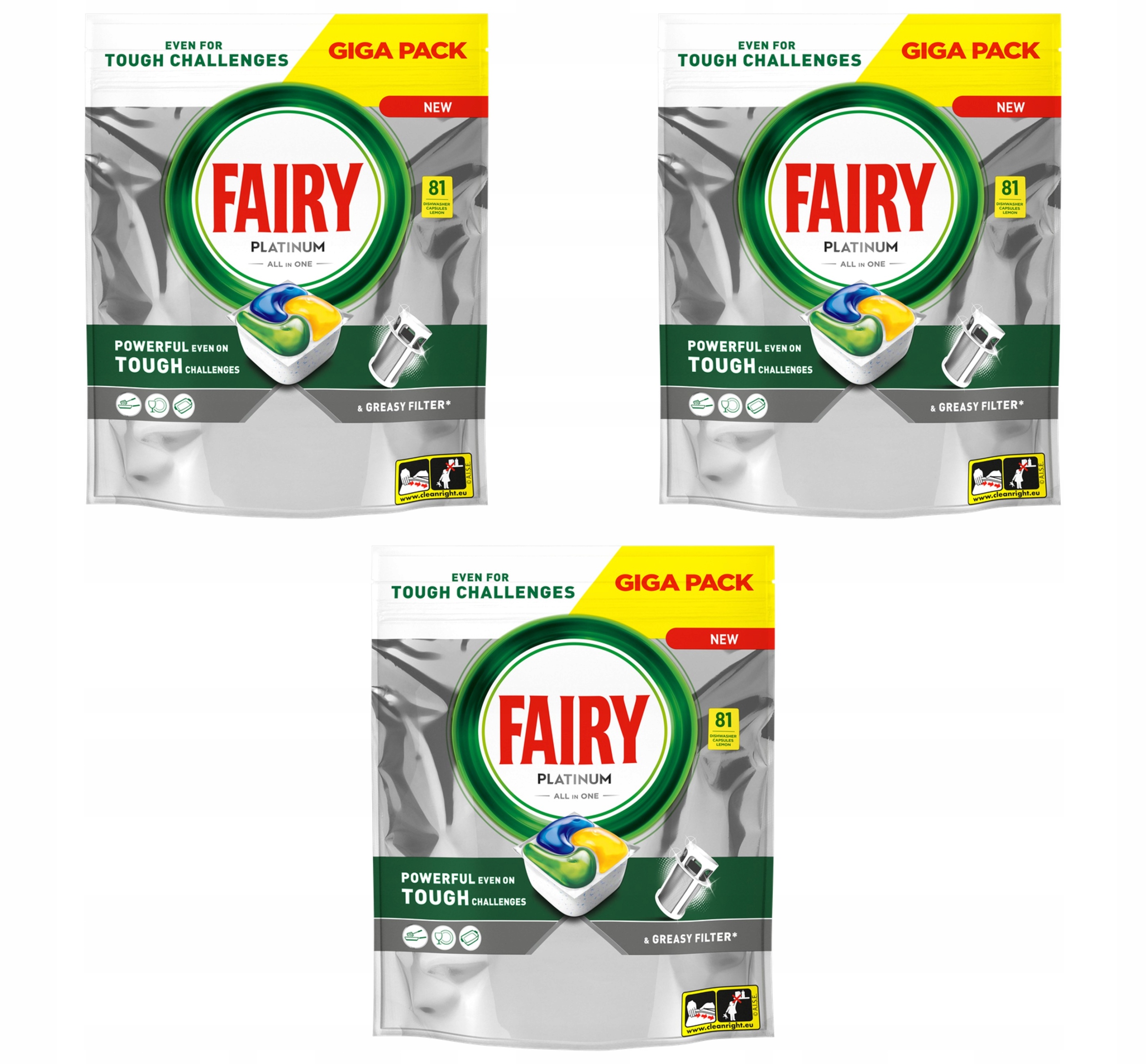 Fairy Platinum All In One Kapsle do myčky nádobí Citron 81 ks X3