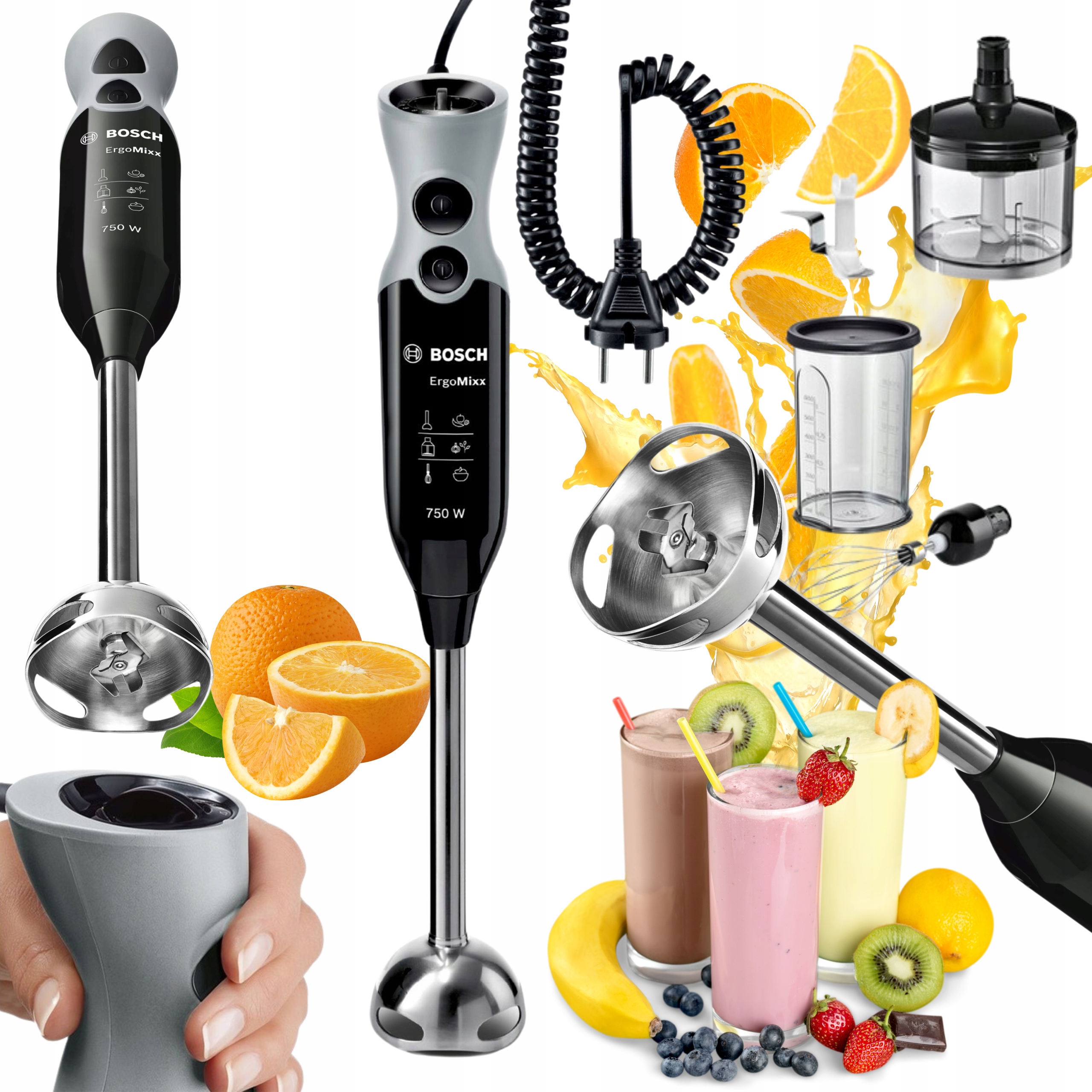 BOSCH Blender Ręczny ErgoMixx 750W 12 Prędkości Turbo Czarny Szary — miniatura 16