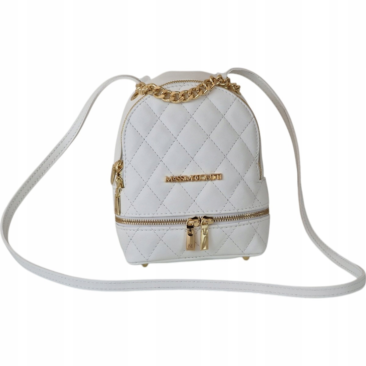 Massimo Contti kabelka přes rameno batoh 2v1 přírodní kůže bílá