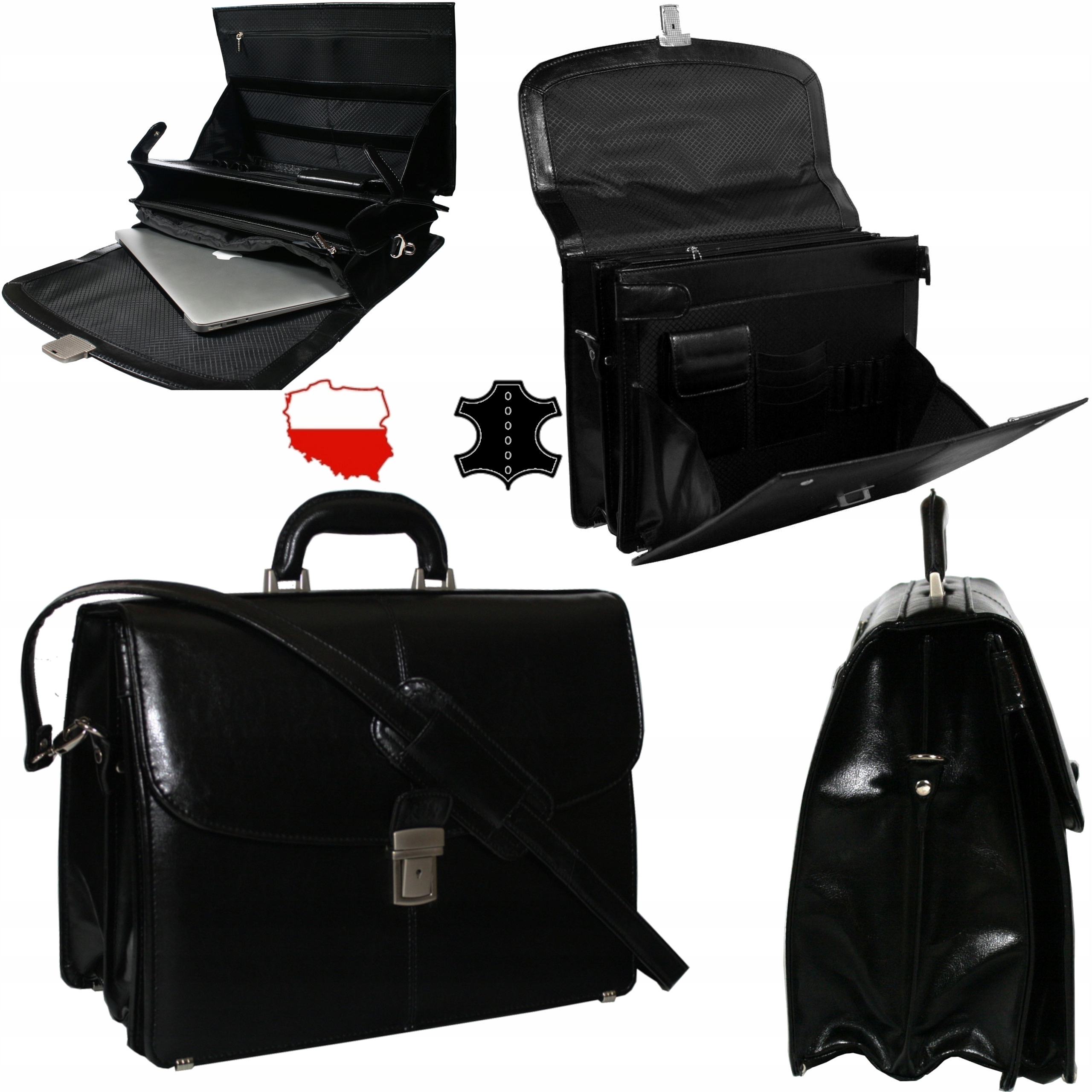 Kožená pánská aktovka na dokumenty s přihrádkou na notebook polská výroba