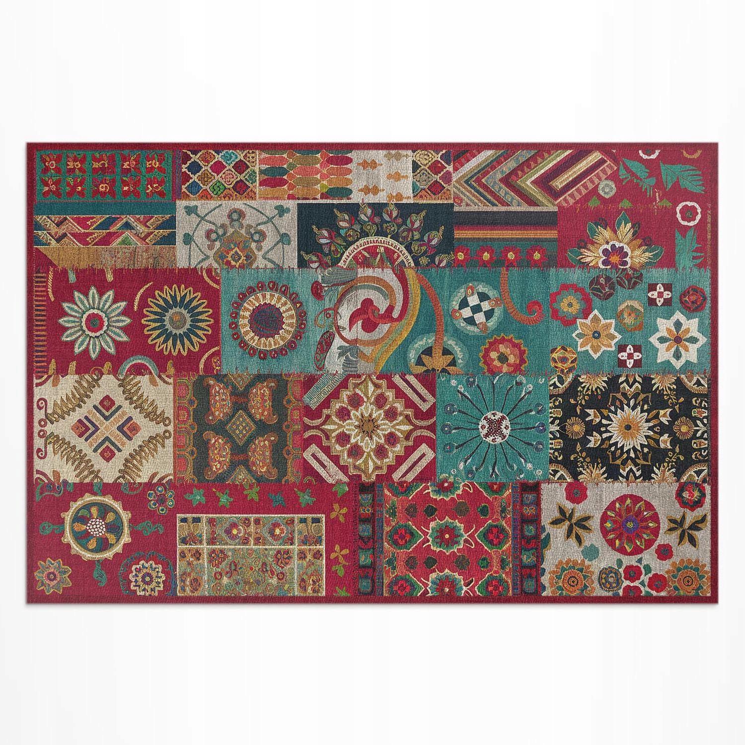 Vinylový koberec Outdoor s farebným patchworkovým vzorom v perzskom štýle 80 x 120 cm