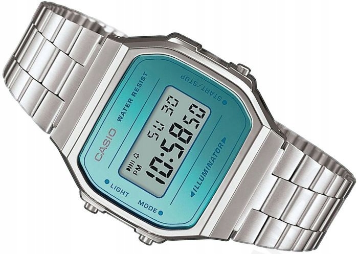 Hodinky Casio A168WEM-2EF Elektronické Vintage Modré Zrcadlo Nové Krabička