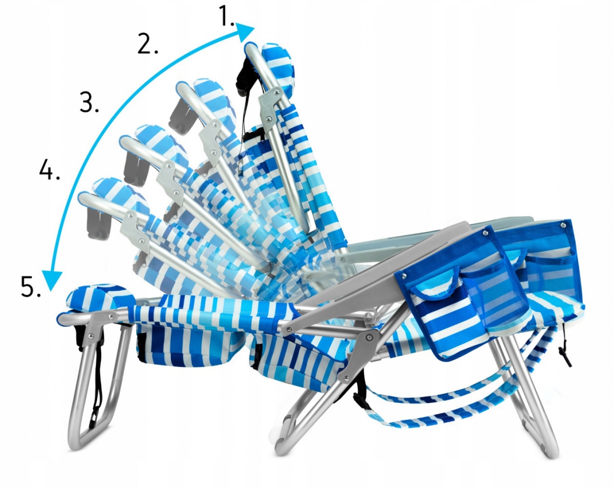 4w1 Turystyczne Krzesło plażowe Leżak Yoer +Kieszeń termiczna +LODÓWKA Materiał stelaża aluminium