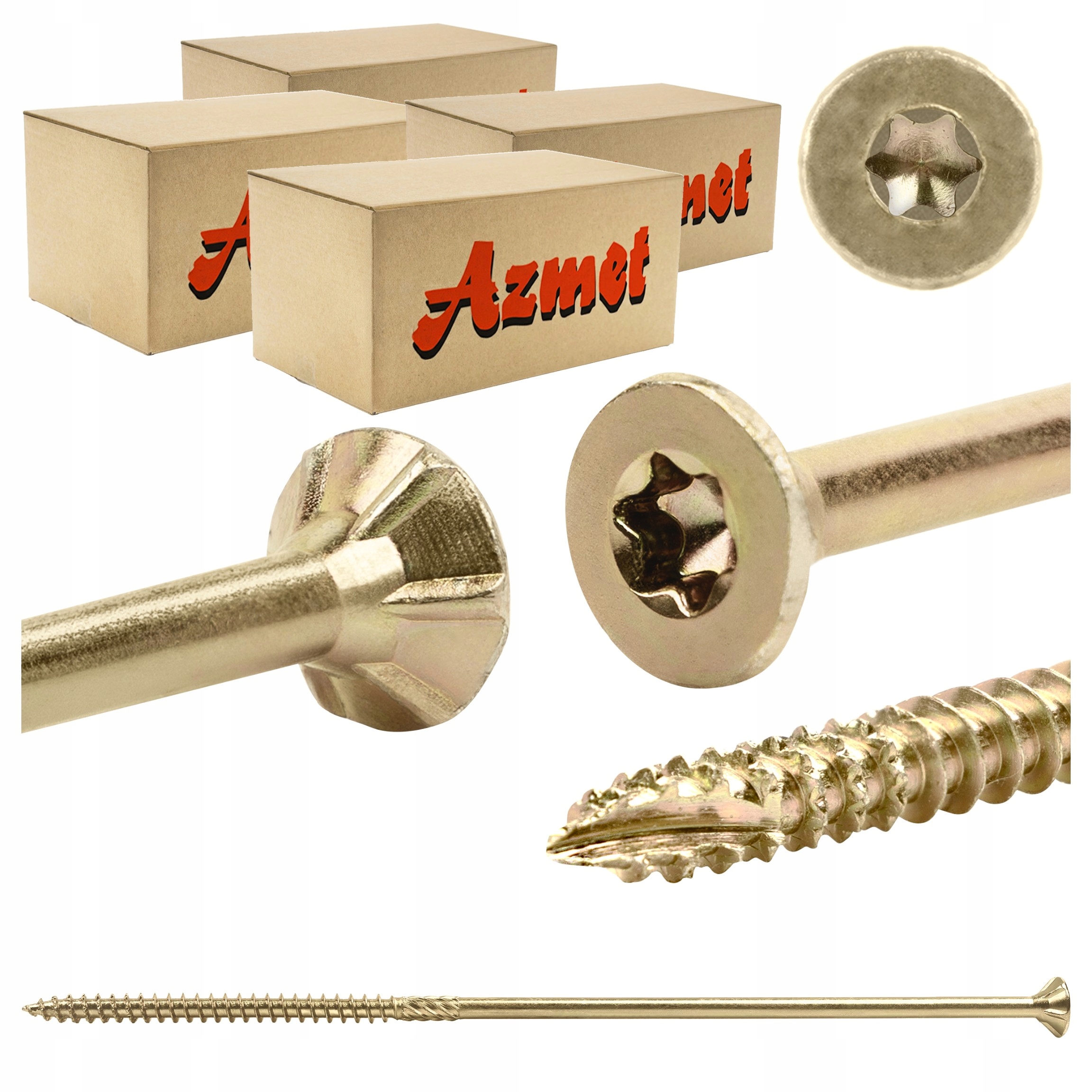 Tesárske skrutky 6x200 mm Torx do dreva kužeľové 400 ks Azmet WT-60200