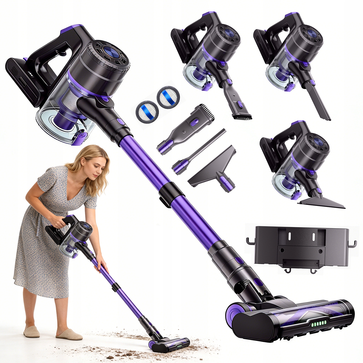 Odkurzacz Pionowy Led Bezprzewodowy Ręczny Akumulatorowy Mocny 550W