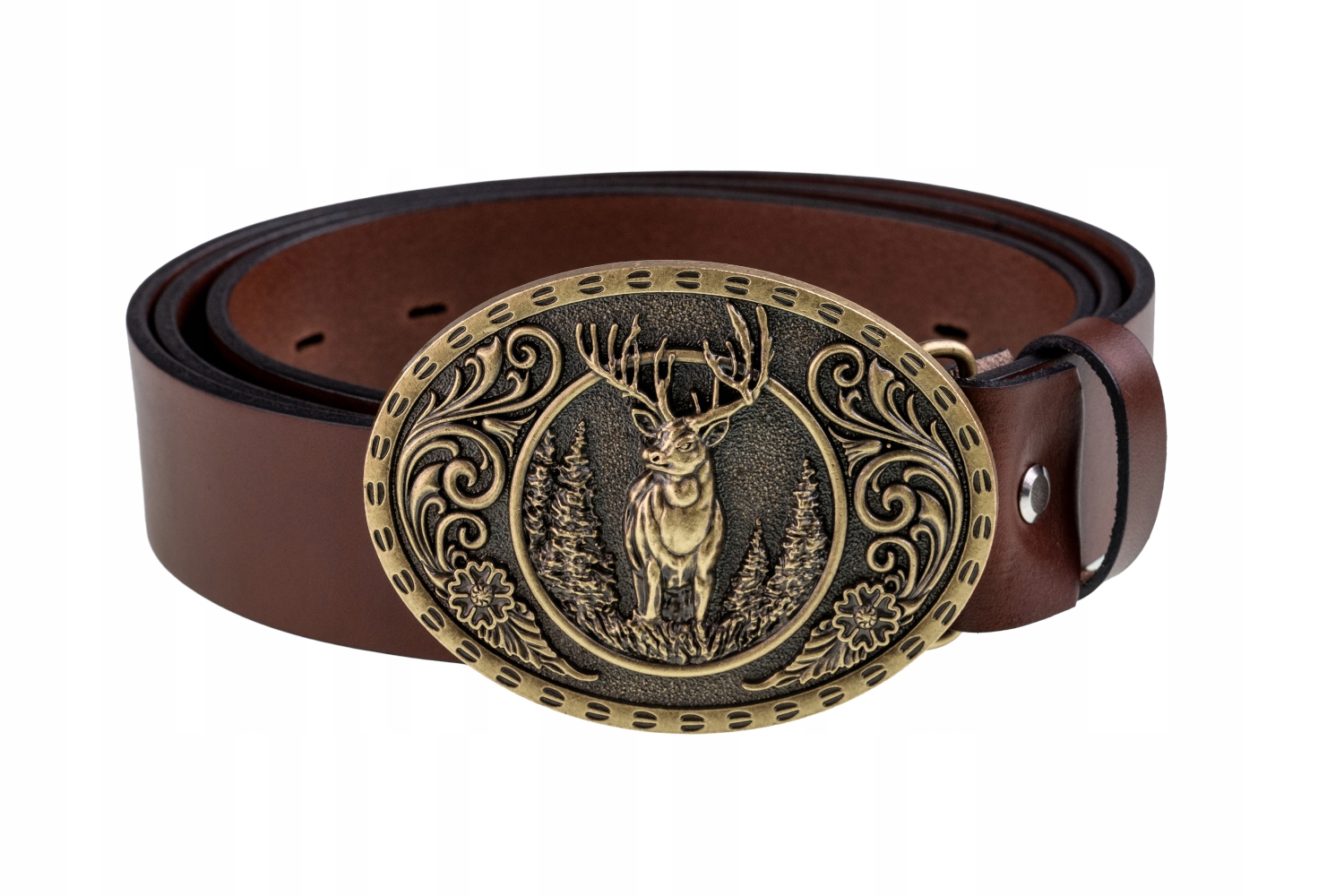 Pasek skórzany Bór Hunter Elegance Ornate Deer Gold -120