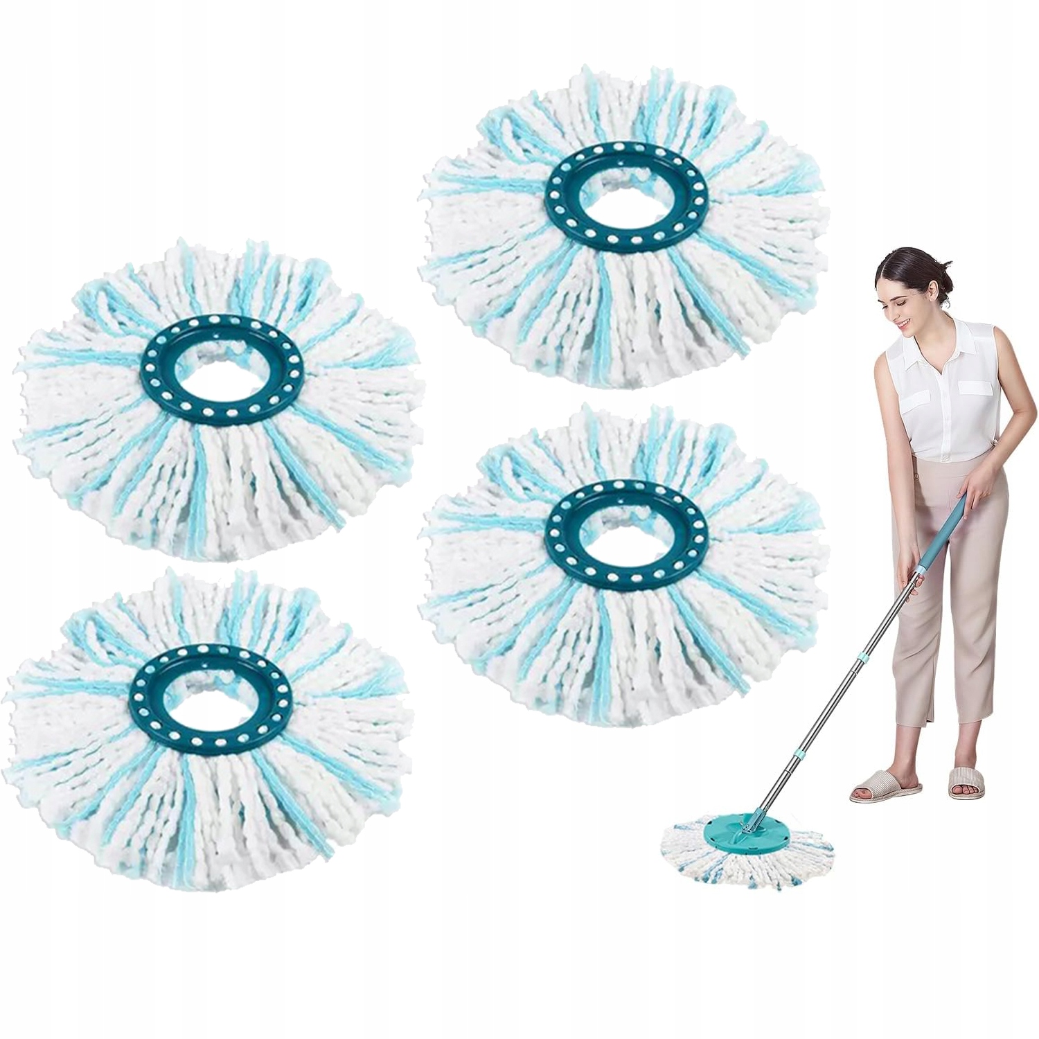 4KS Vložka Do Mopu Kulatý Nástavec Pro Leifheit Clean Twist