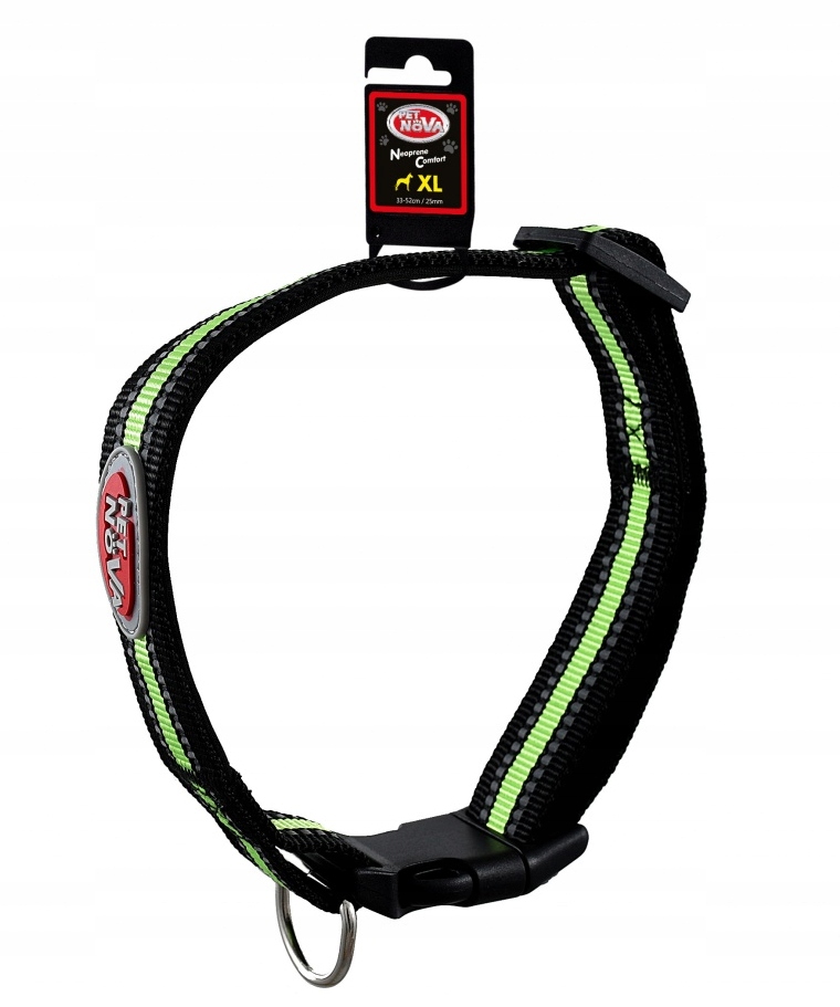 

Pet Nova obroża nylonowa Odblaskowa r.XL czar. zie