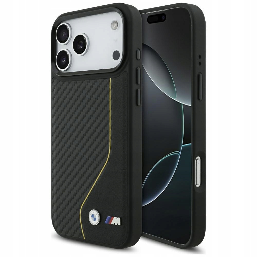 Pouzdro Bmw M Carbon Line & Logo MagSafe pro iPhone 17 Pro Max žluté