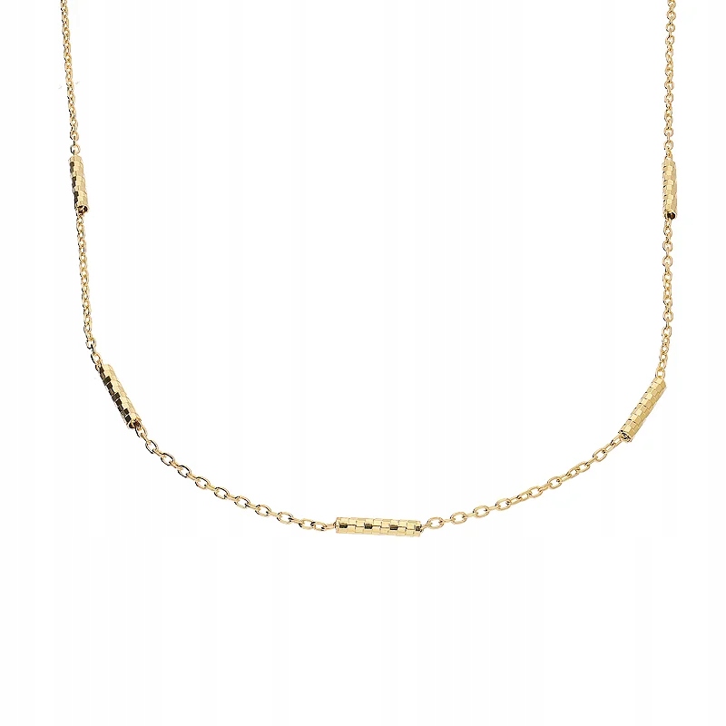 Zlatý náhrdelník 585 s gravírovanými válci 14KT 3.15 g na řetízku R45