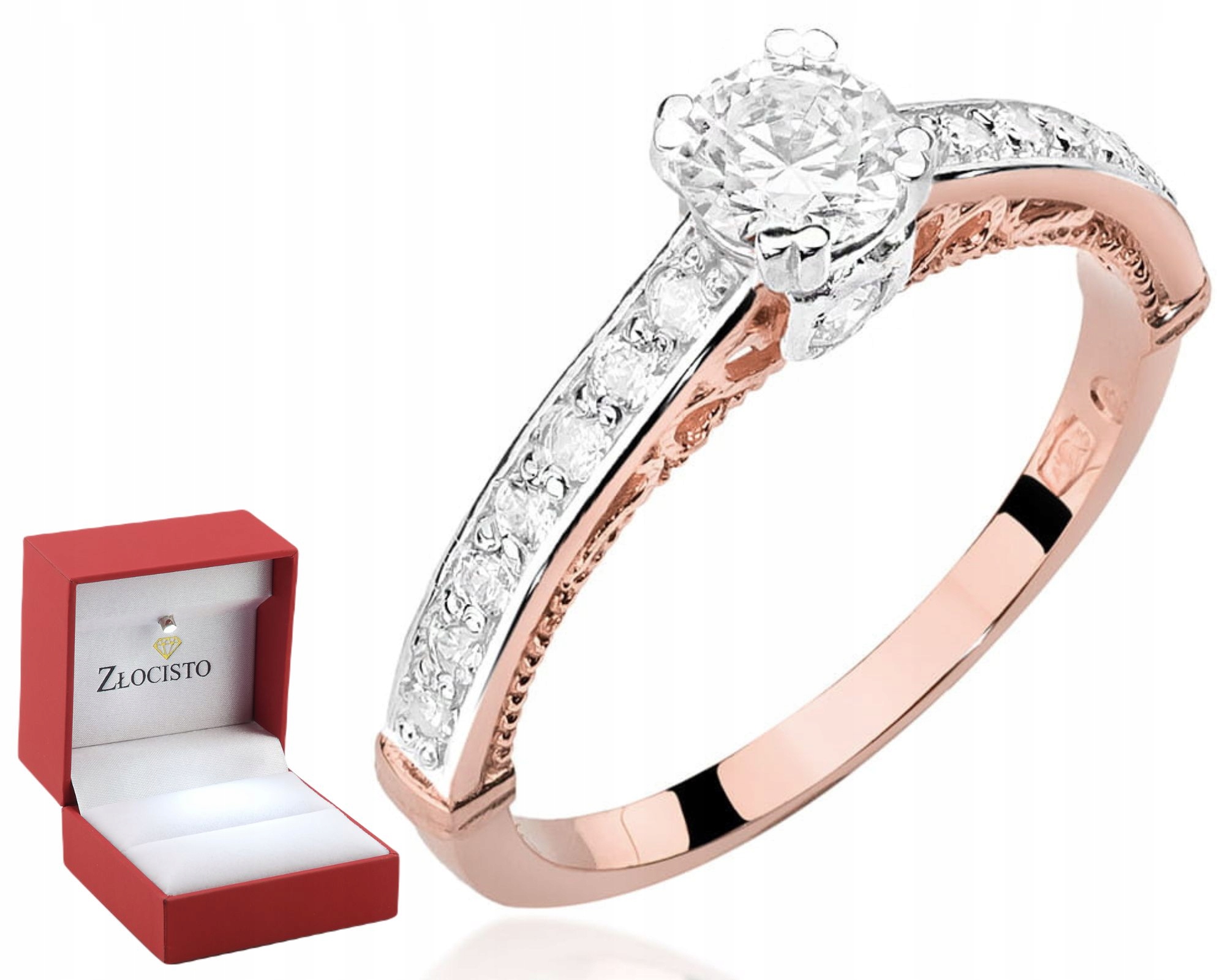 Růžové zlato prstýnek s brilianty Gravírování bonus